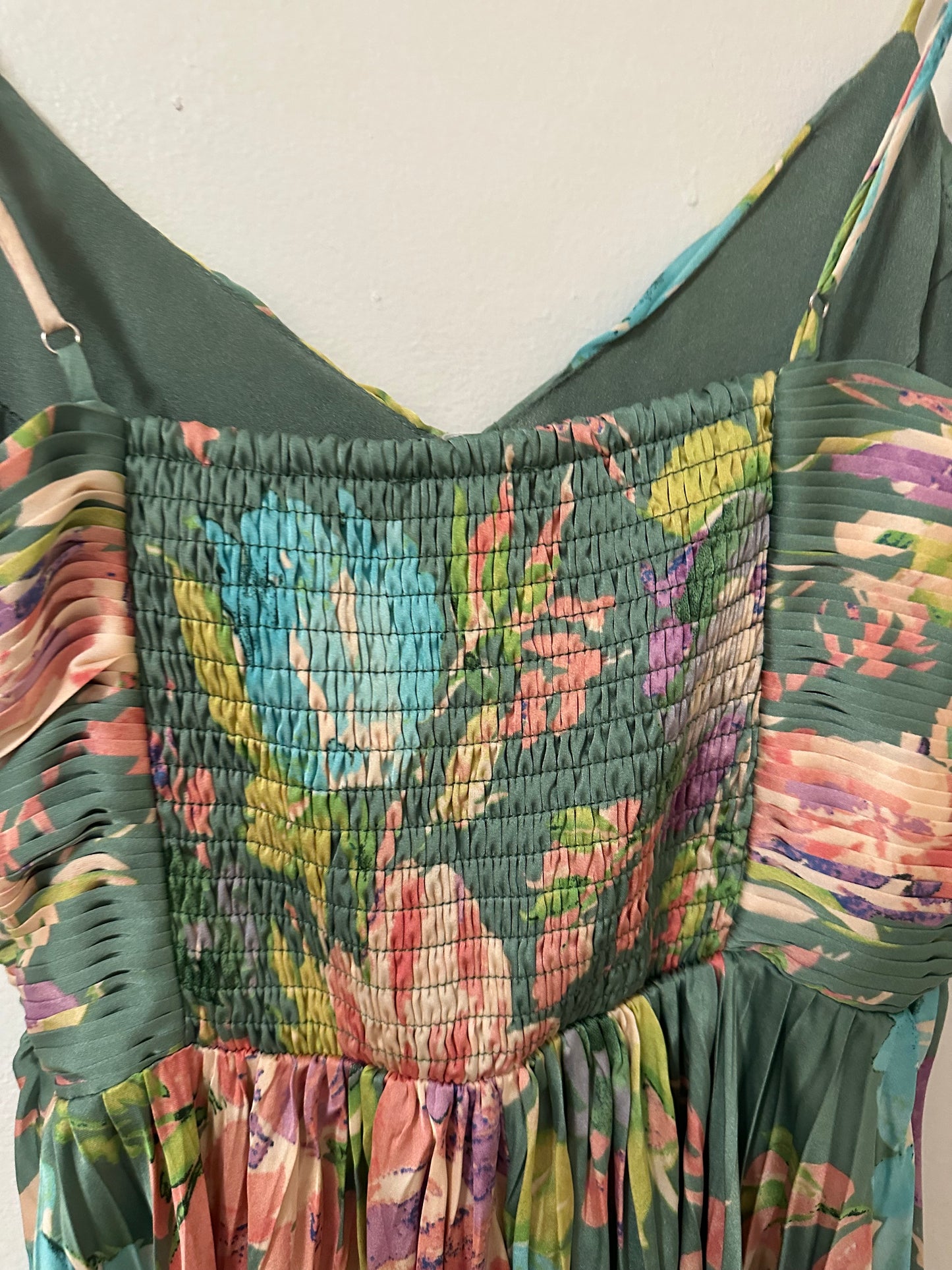 ASTR the Label Women's Floral Spaghetti Strap Pleated Empire Waist Dress Size XS