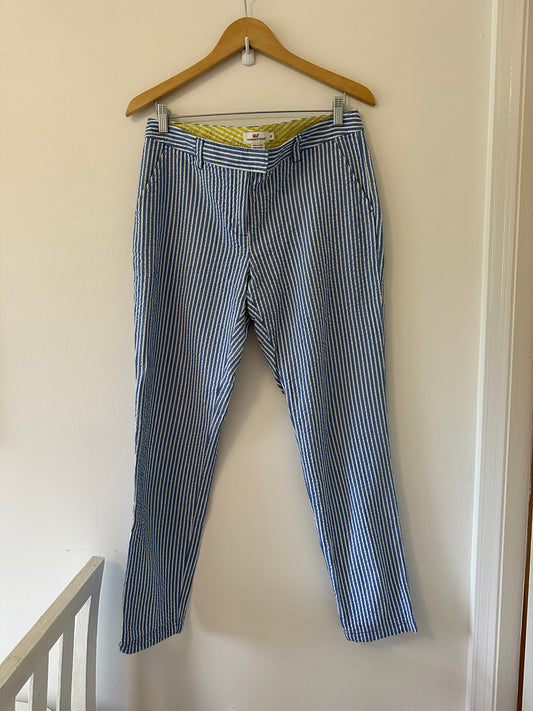 Vineyard Vines Women’s Blue and White Seersucker Pants - Size 8
