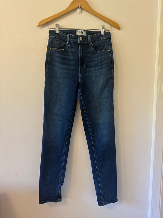 PAIGE High Rise Gemma Dark Blue Skinny Jeans | Size 28