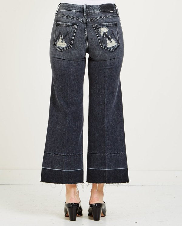 MOTHER The Roller Crop Undone Hem in Of Cats and Kings | Size 26