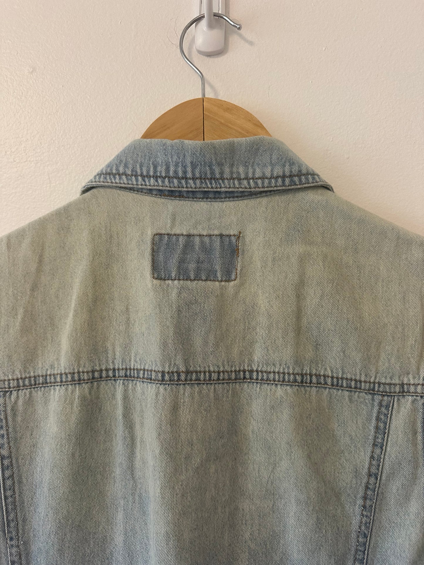 Squeeze Vintage Denim Sleeveless Zip Up Romper | Size Small