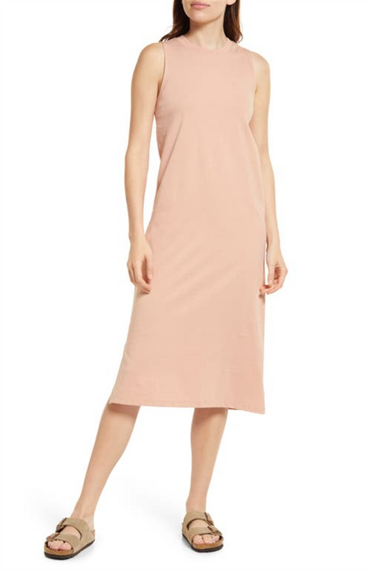 Madewell Crewneck Tank Cotton Midi Dress in Antique Coral Brown Size Medium