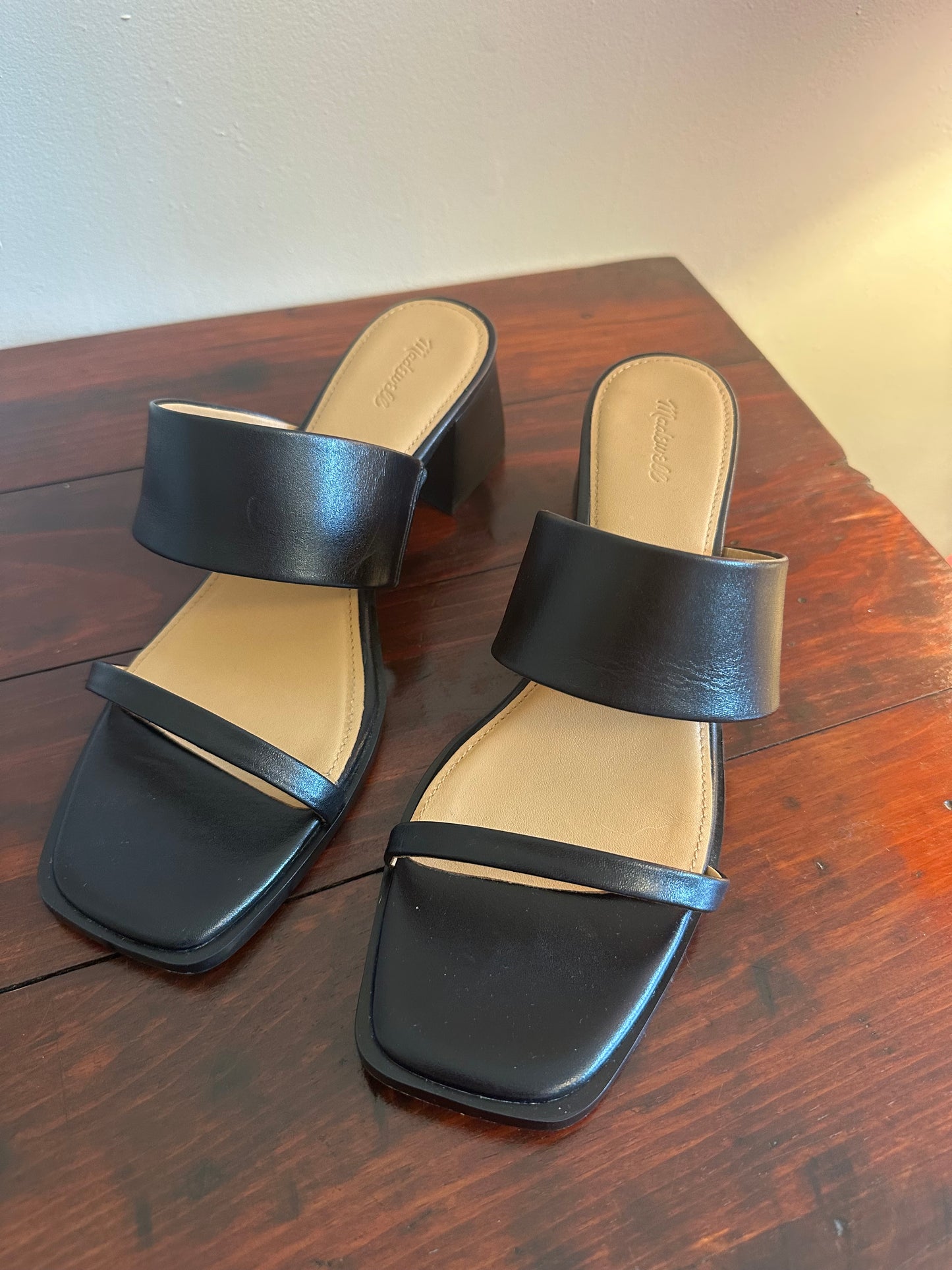 Madewell Roni Keira Block Heel Sandal in Black Leather - Size 9.5