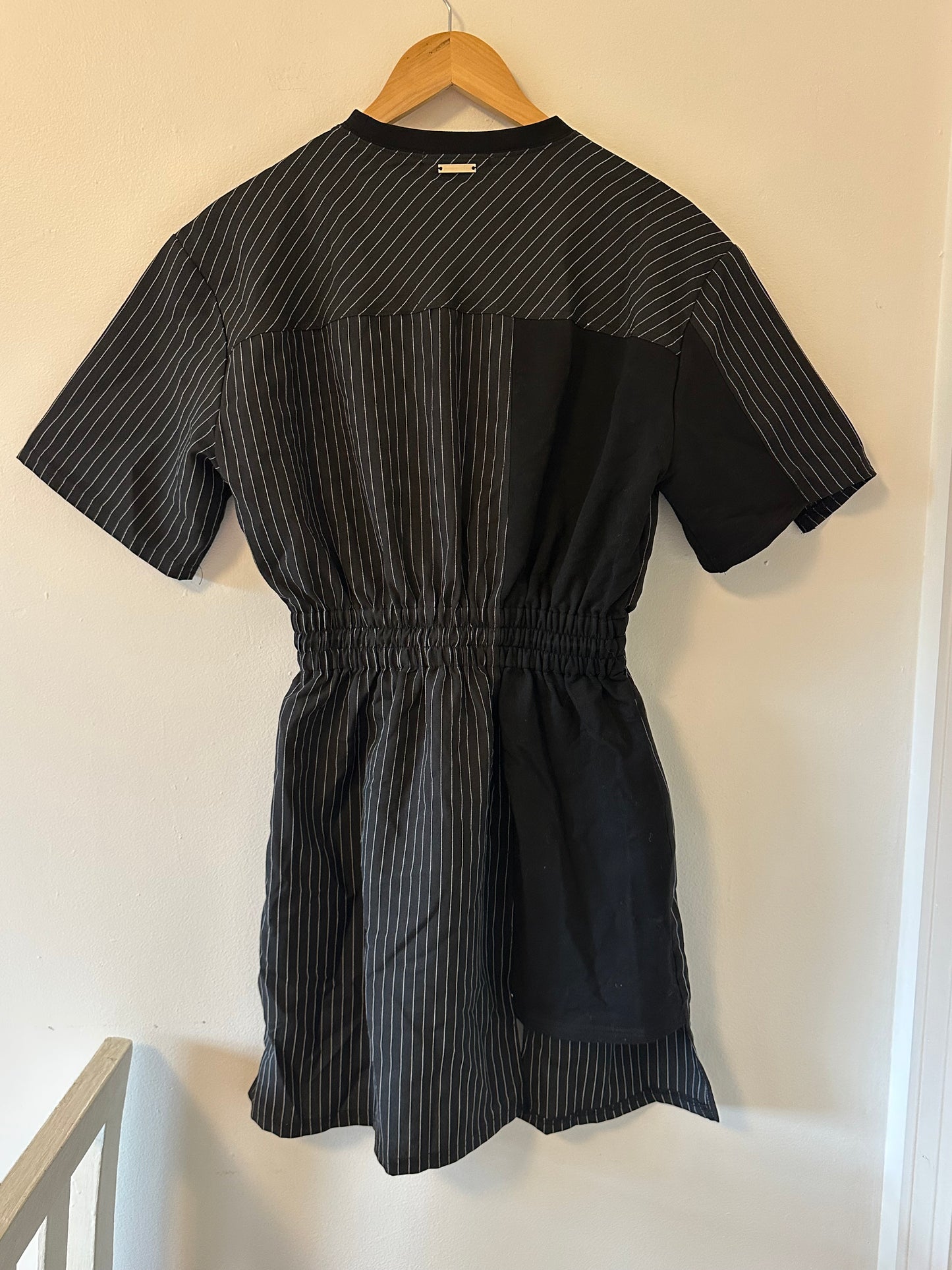 Maniere De Voir Asymmetrical Striped Mini Dress - Size 4