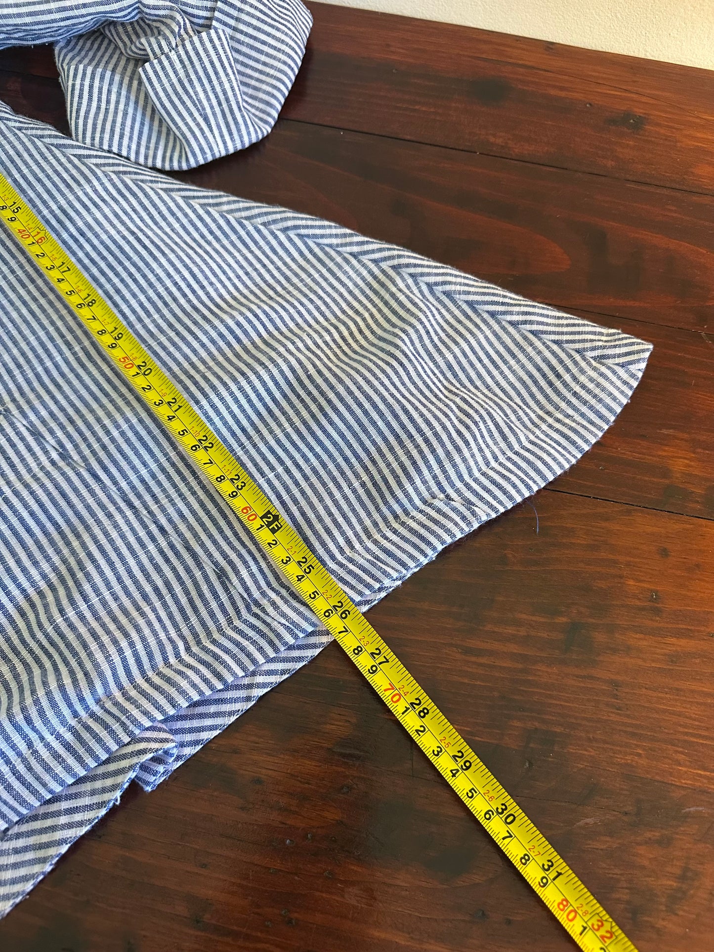 Sigrid Olsen Blue and White Striped Hooded Lightweight Tunic - Size Large