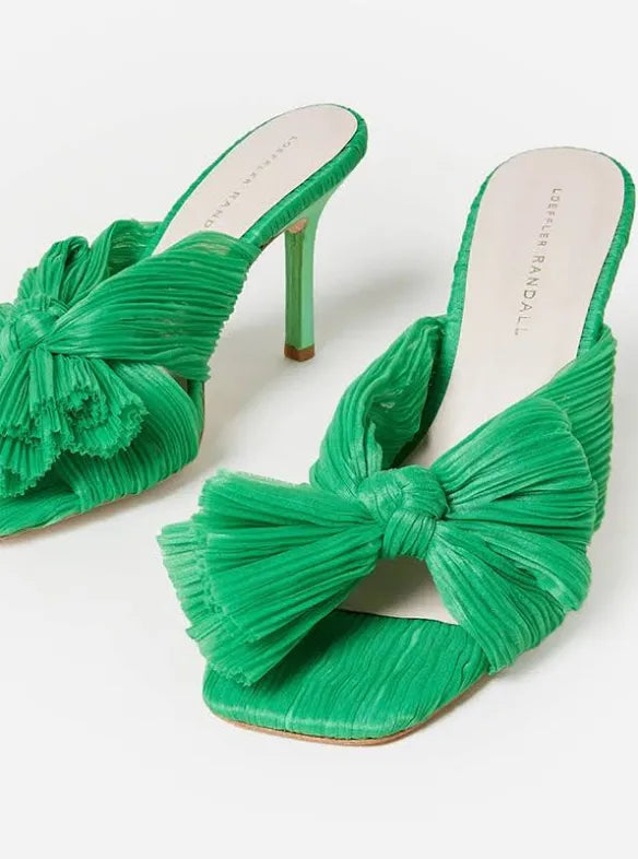 Loeffler Randall Women's Claudia Clover Pleated Bow Mule Sandals Size 9