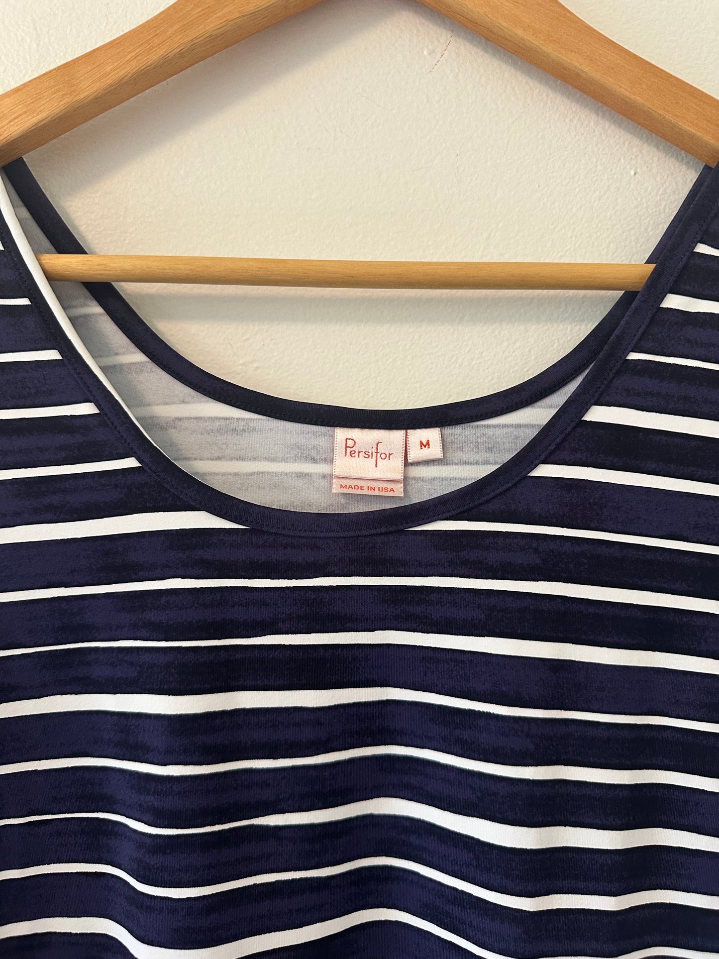 Persifor Navy and White Striped Dress -Size Medium
