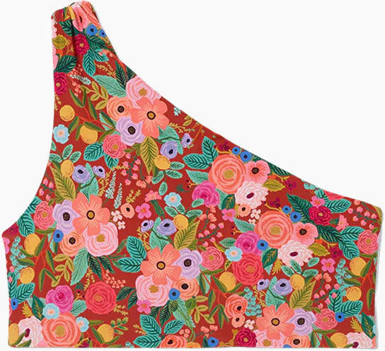 Summersalt The Ruched Sidestroke Bikini Top - Garden Party in Rust - Size 6