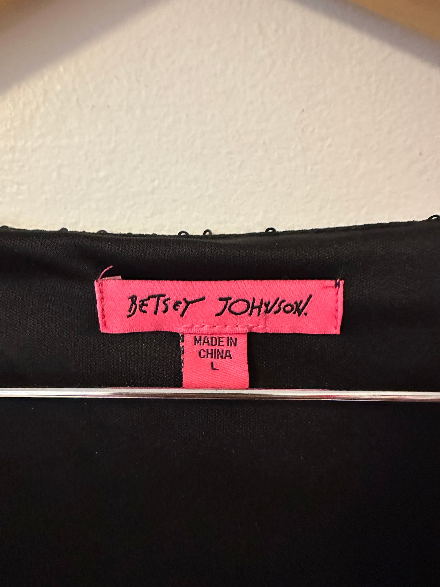 Betsey Johnson Black Sequin Long Sleeve Midi Dress | Size Large