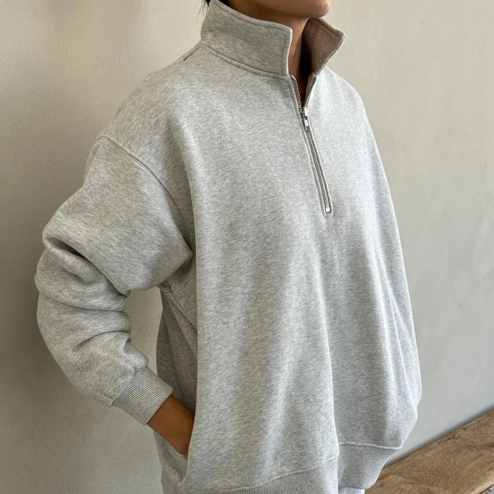 Le Bon Shoppe Noah Fleece Top in Heather Grey - Size Small