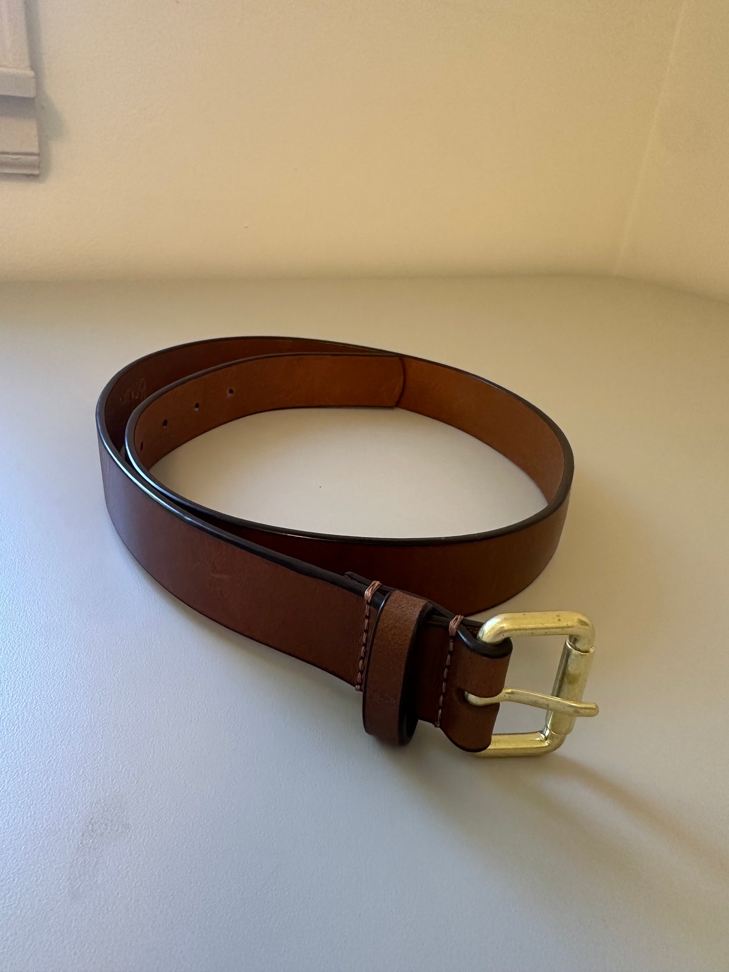 Boden Brown Leather Belt with Gold Buckle
