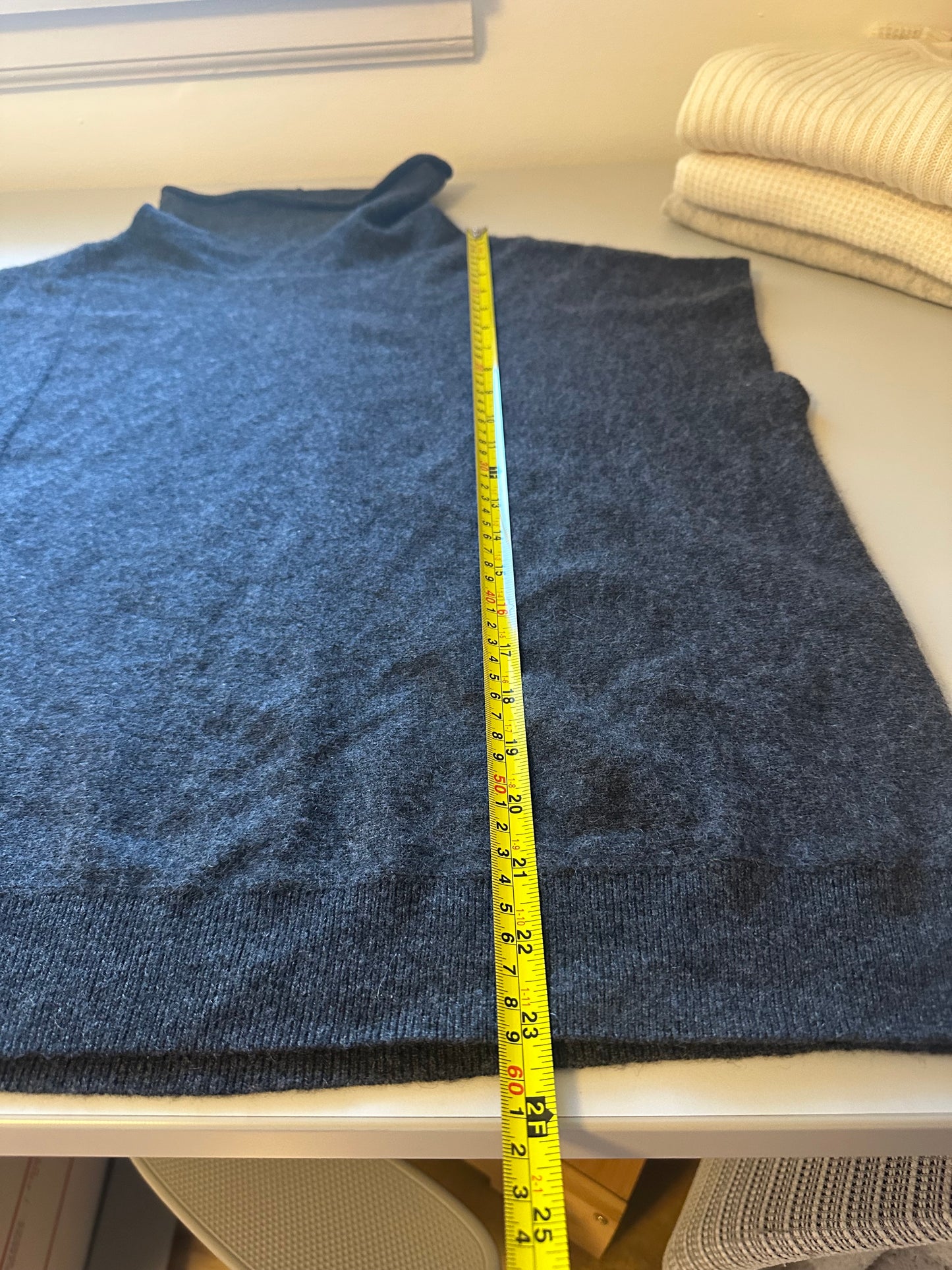 Anthropologie Cashmere Funnel Neck Sleeveless Dark Gray Knit Turtleneck | Size XS