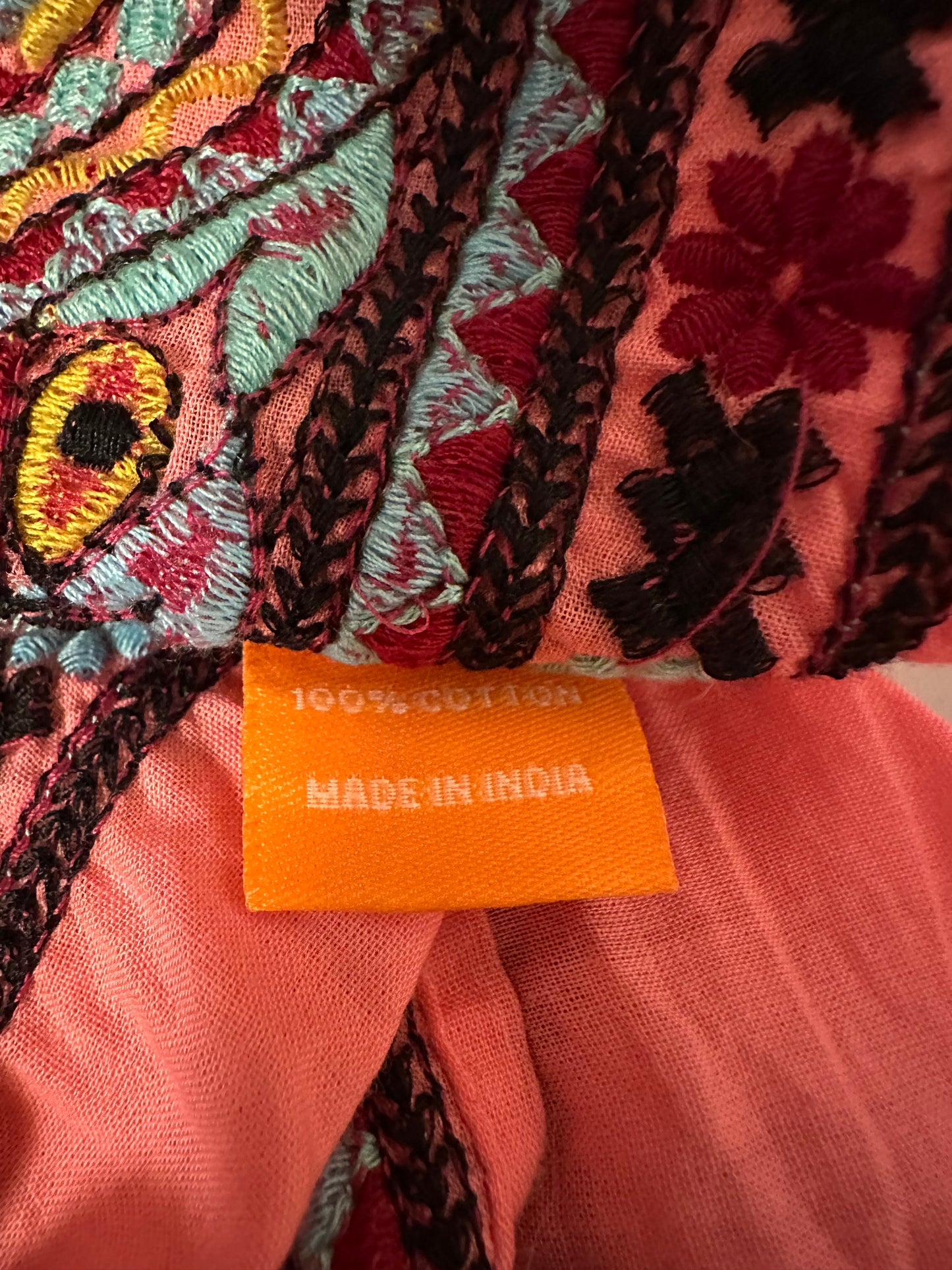 Oliphant Flirty V-Neck Embroidered Maxi Dress in Santa Fe Pink | Size XL