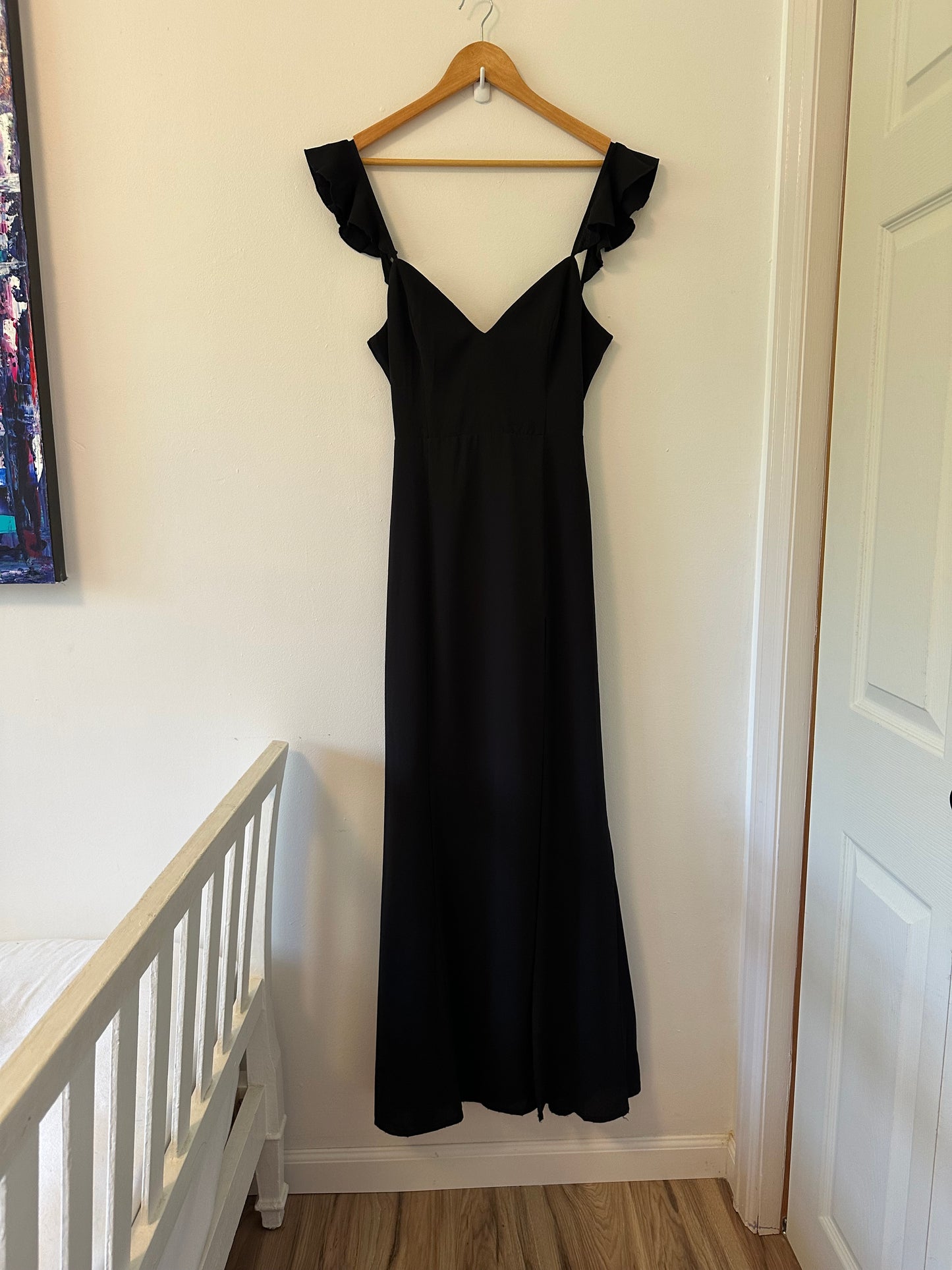 Showpo. More Than This Ruffle Strap Maxi Dress in Black - Size 6