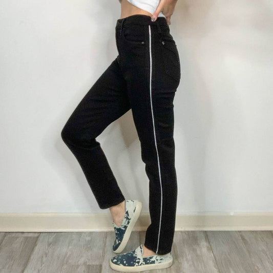 NWT Hudson Holly Skinny Ankle Jeans in Black with Silver Stripe - Size 24