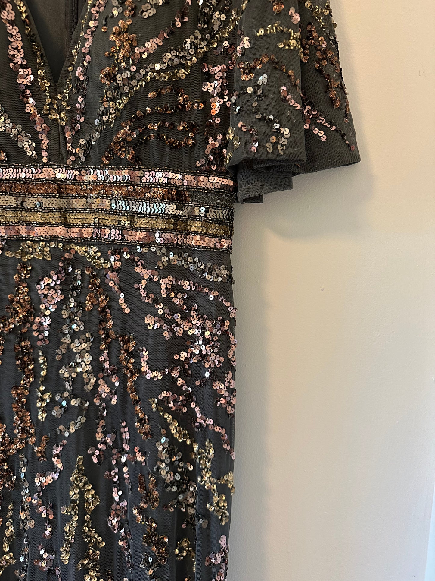 Mac Duggal Embellished Cape Sleeve Gown - Size 10