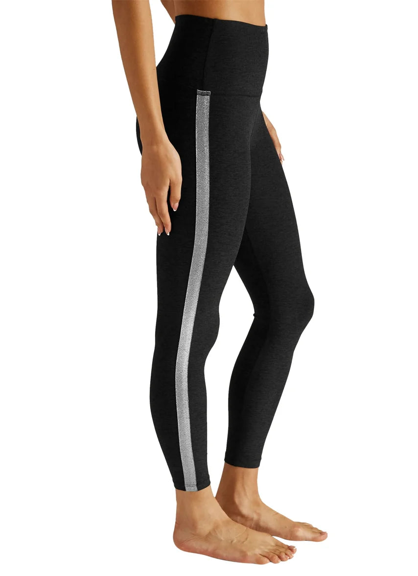 Beyond Yoga Spacedye Shine On High Waisted Midi Leggings in Darkest Night | Size Medium