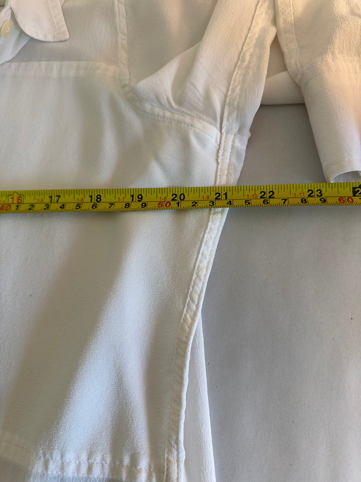 Spanx Washed Silk Paneled Button-Front Shirt in White - Size Large