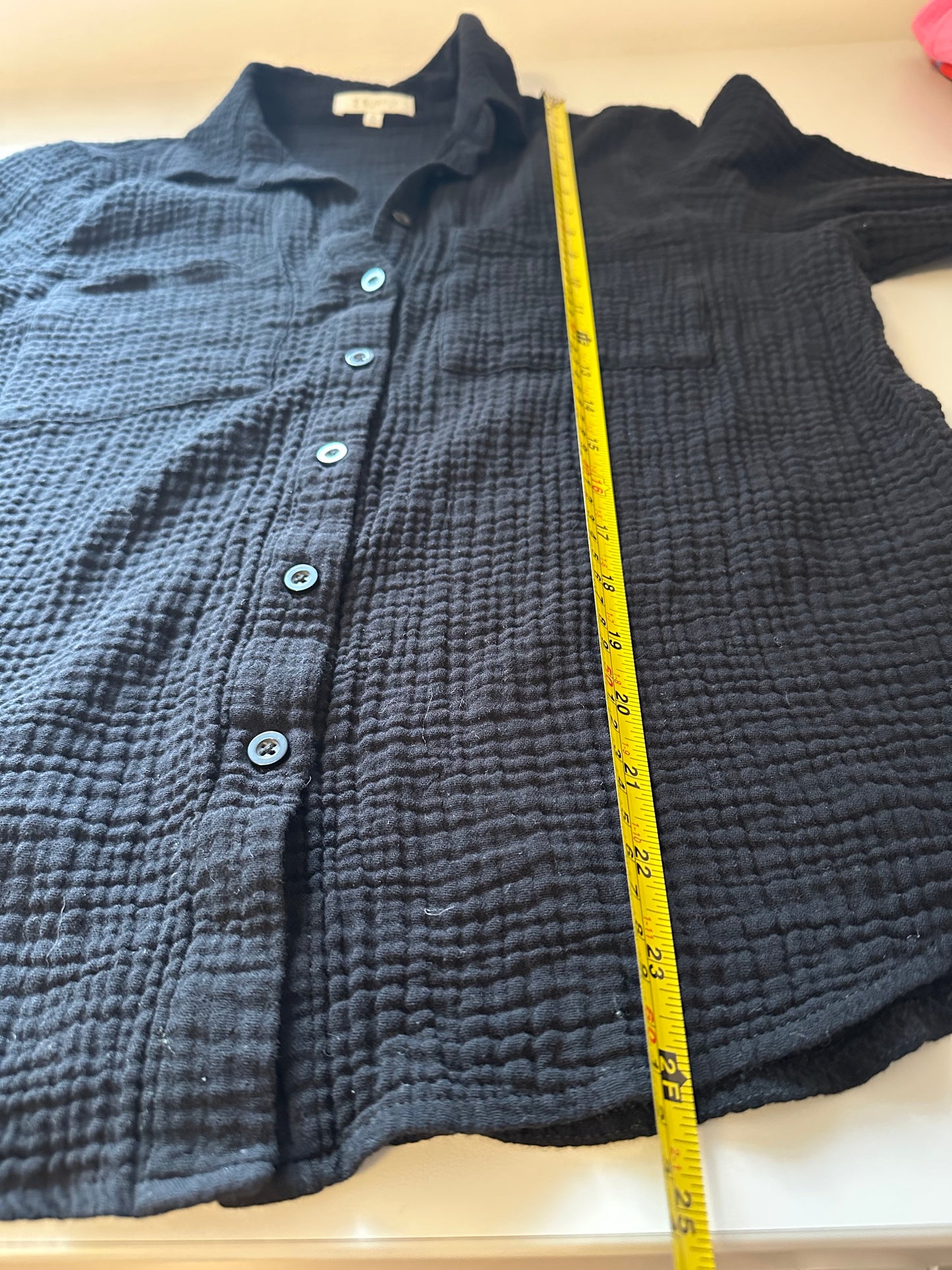 Z Supply Kaili Button Up Gauze Top in Black | Size XS