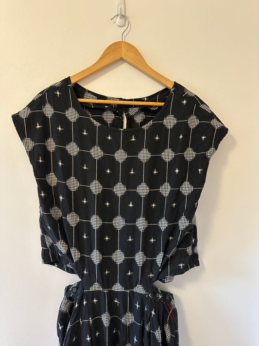 Matter Black and White Geometric Ikat Pattern Jumpsuit - Size Medium