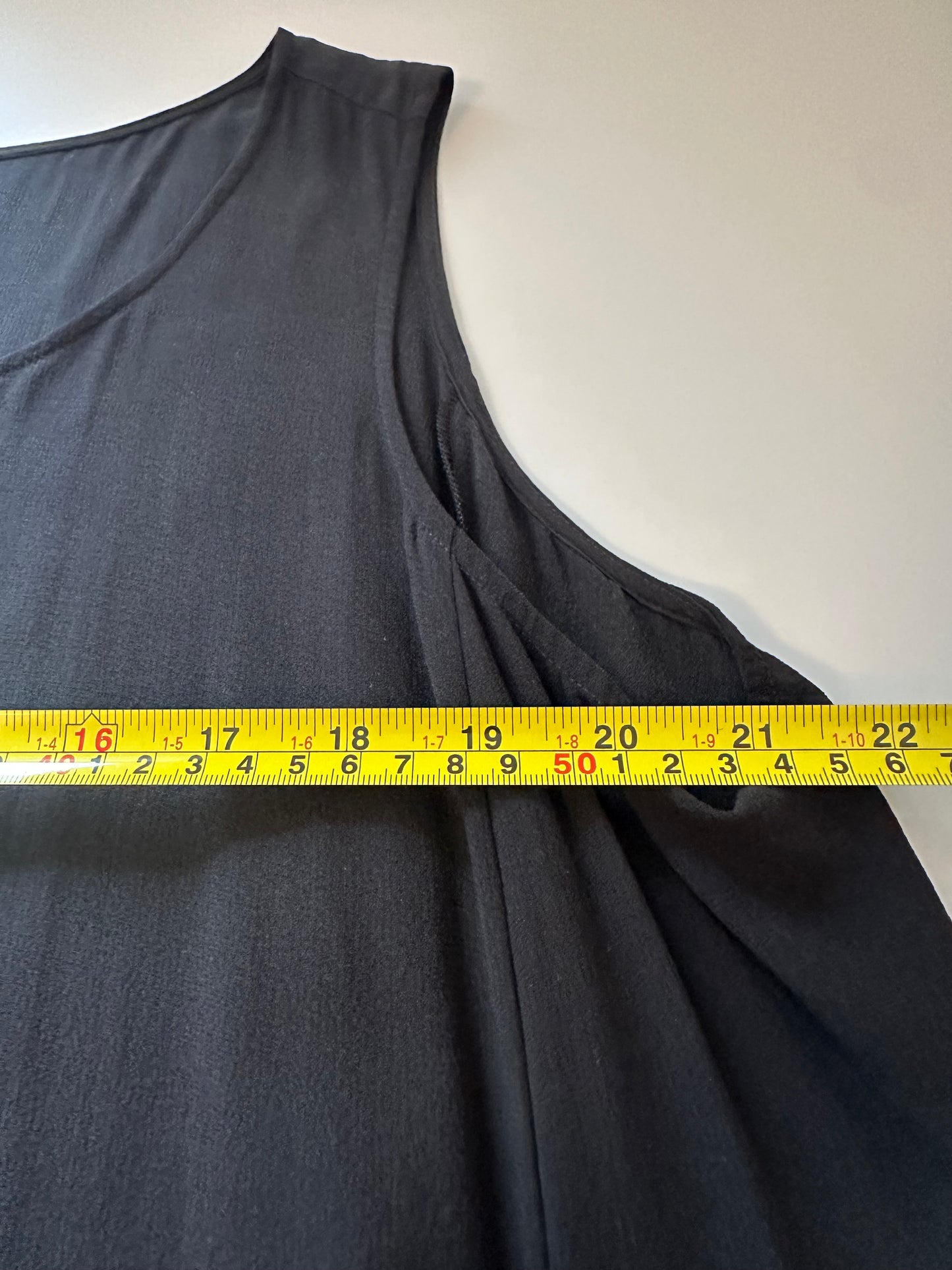 Eileen Fisher Silk Georgette Crepe Scoop Neck Dress in Black | Size XL