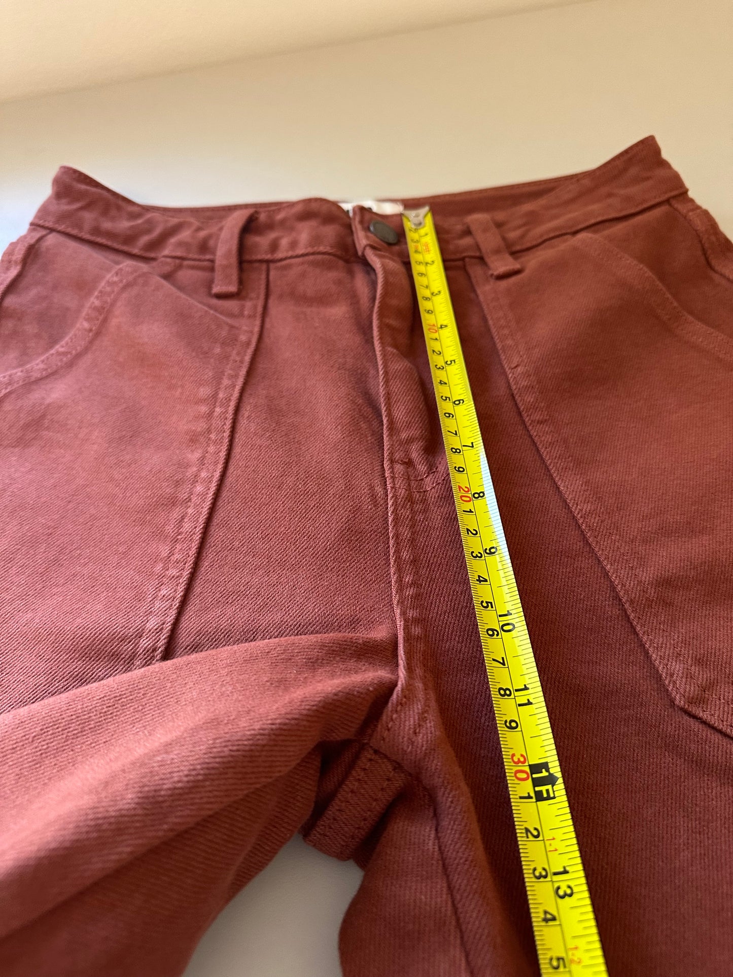 Just Black Women's High Rise Carpenter Jeans in Rust Red | Size 27