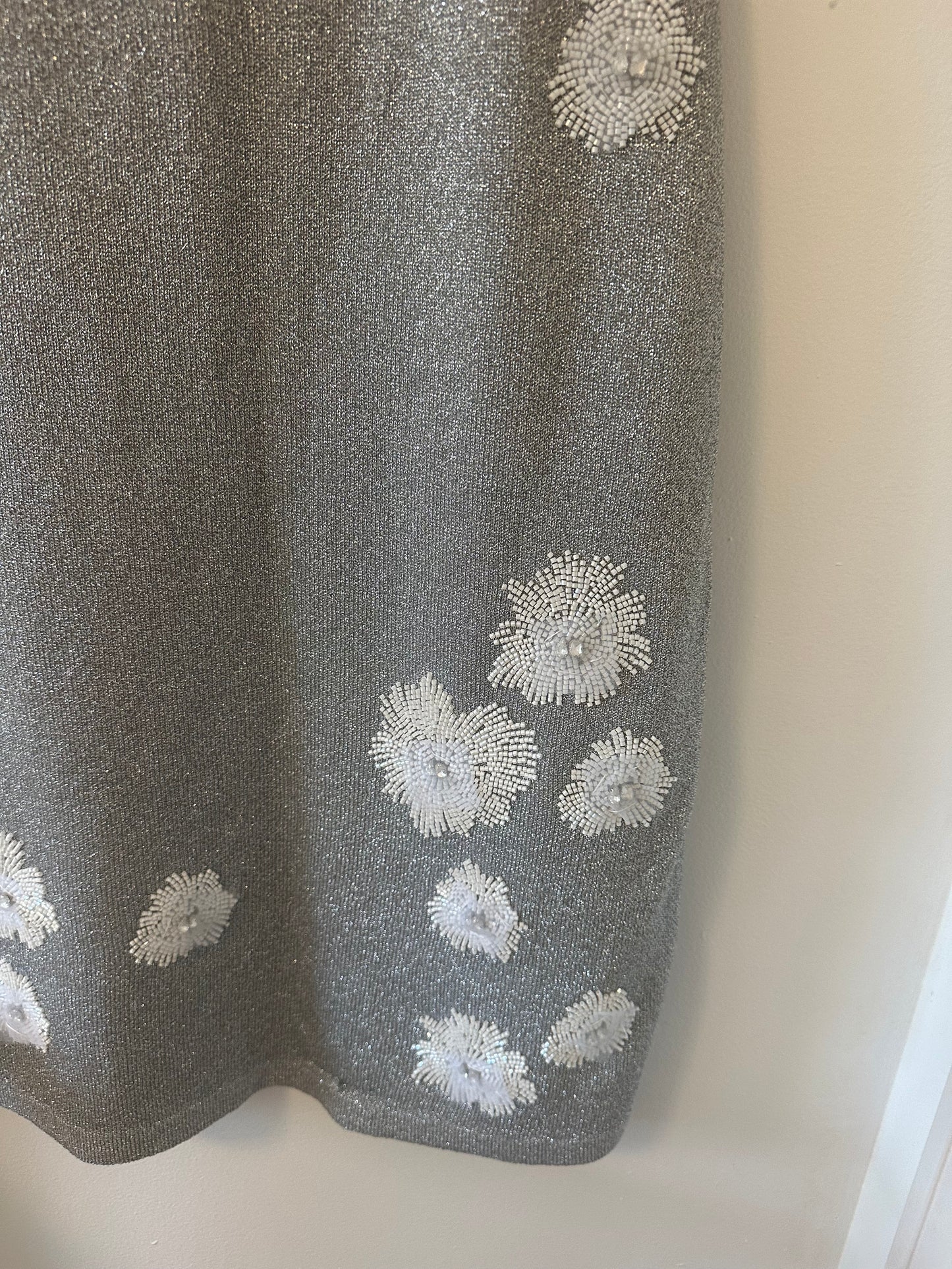 Essentiel Antwerp Edance Bead Embroidery Metallic Knit Midi Skirt - Size Medium