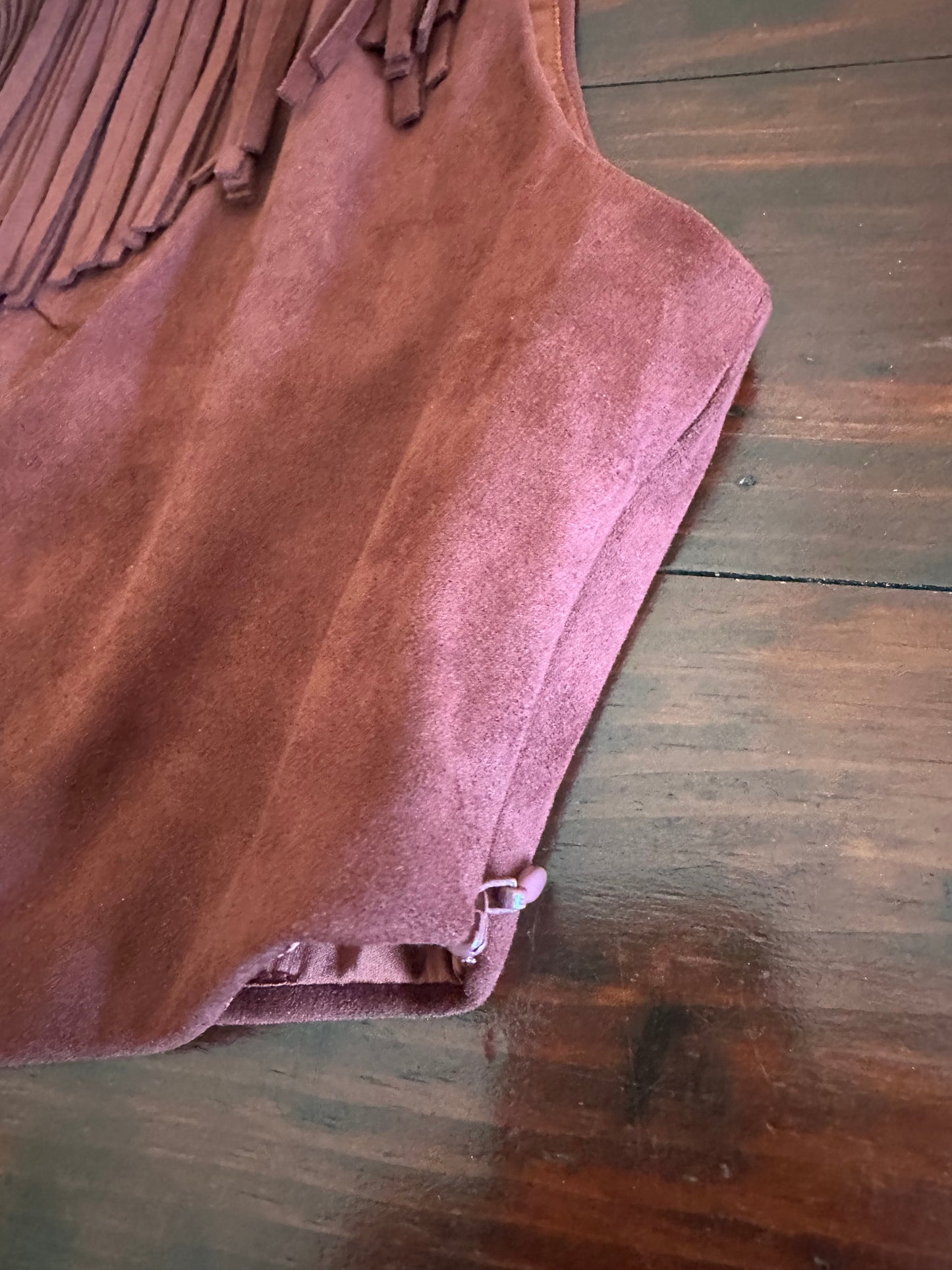 JW Pei Adeline Asymmetric Fringe Sueded Top in Burgundy - Size 8