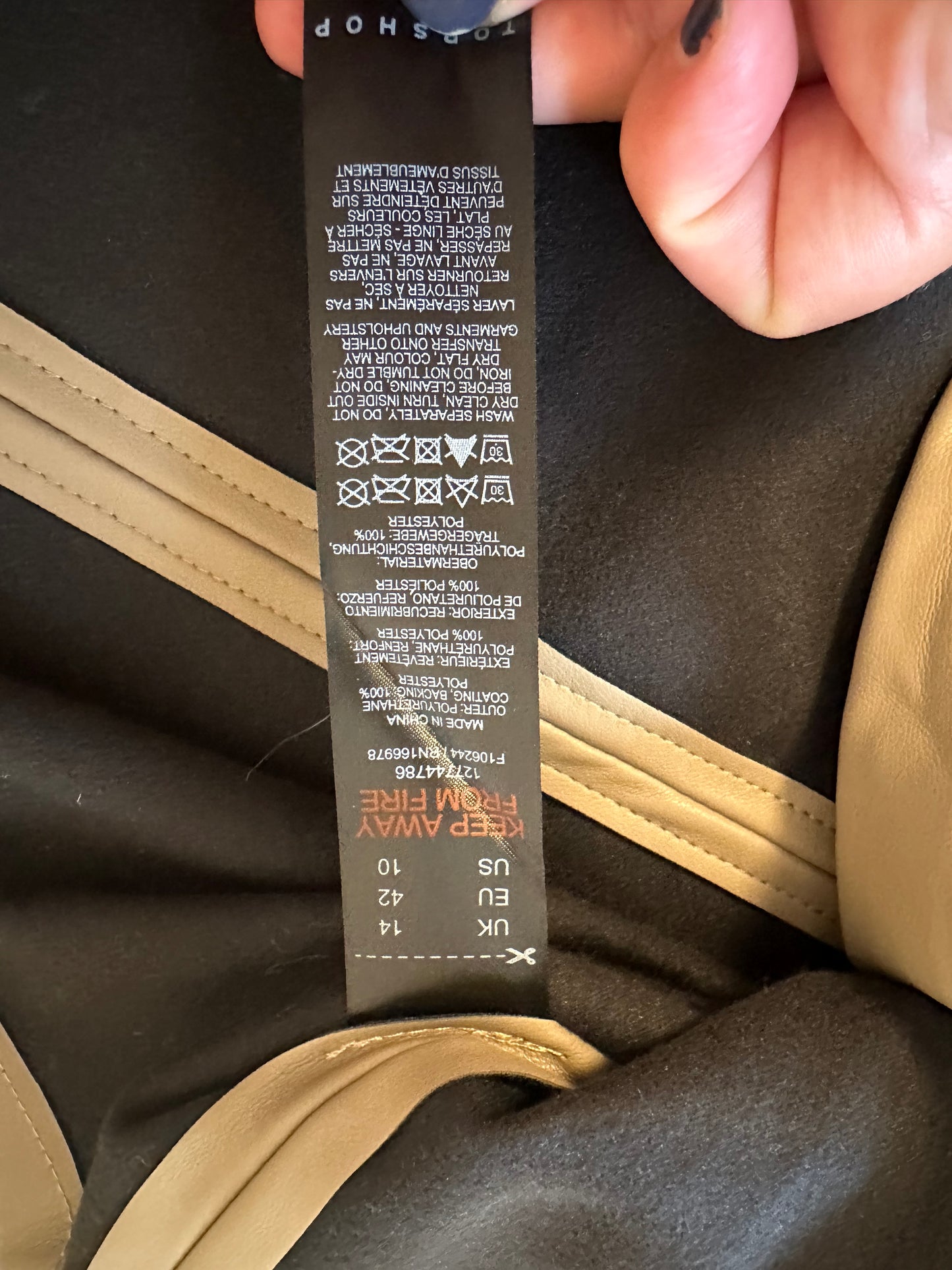 Topshop Faux Leather Tan Pencil Midi Skirt | Size 10