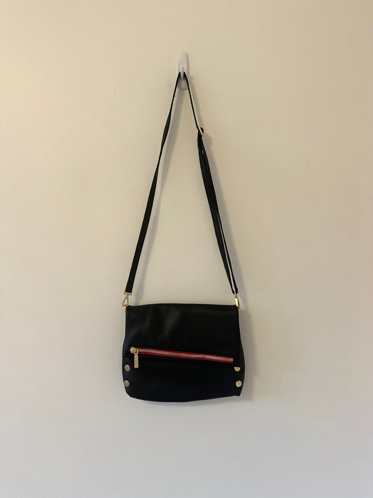 Hammitt VIP MED Crossbody / Clutch Bag in Black/Brushed Gold Red Zip