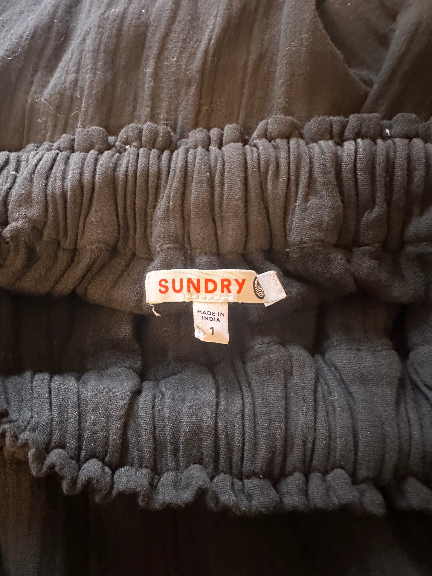 Sundry Black Cotton Gauze Tiered Maxi Skirt | Size Small (1)