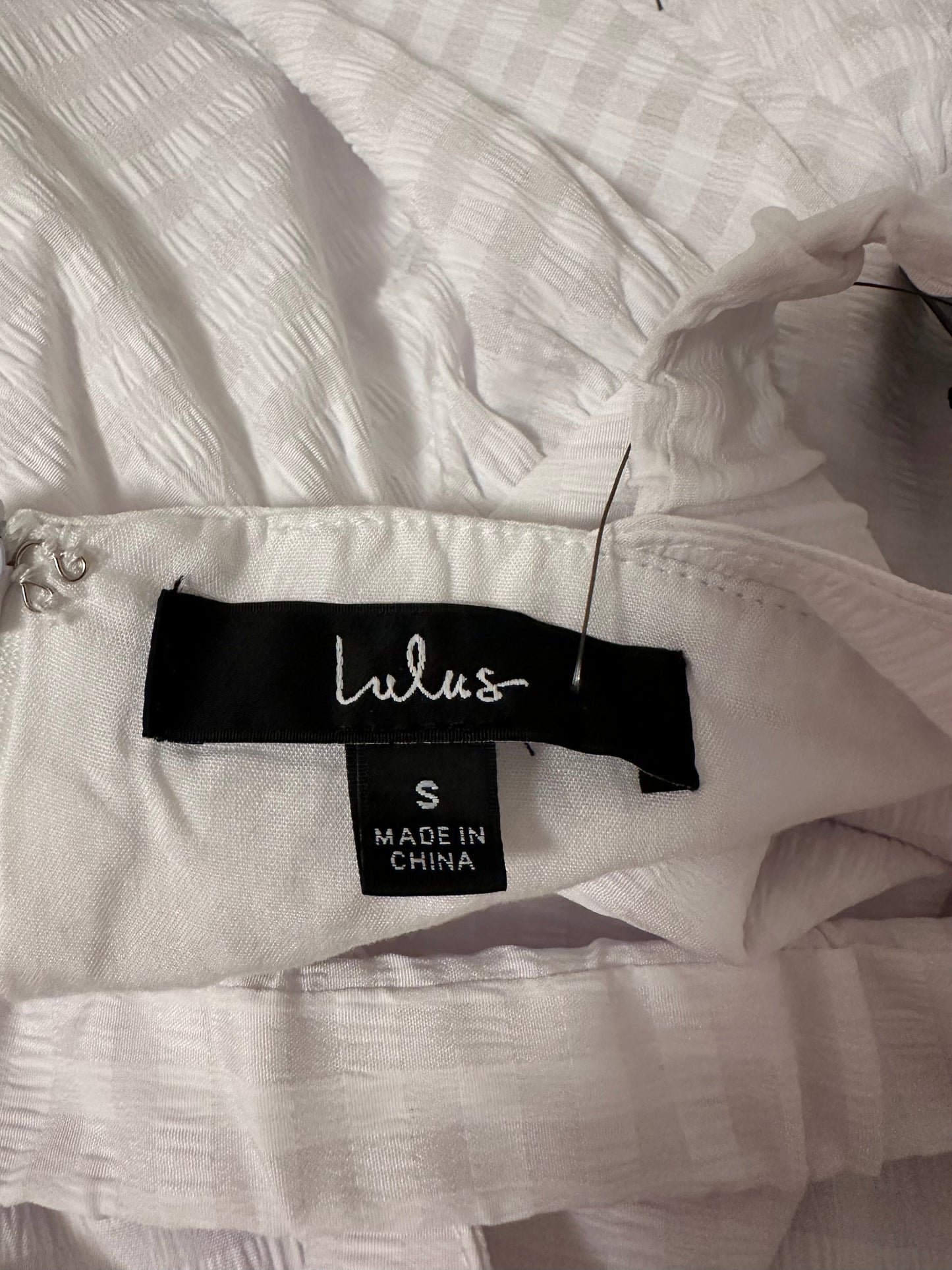 NWT Lulus City Strolls White Gingham Backless Twist-Front Midi Dress | Size Small