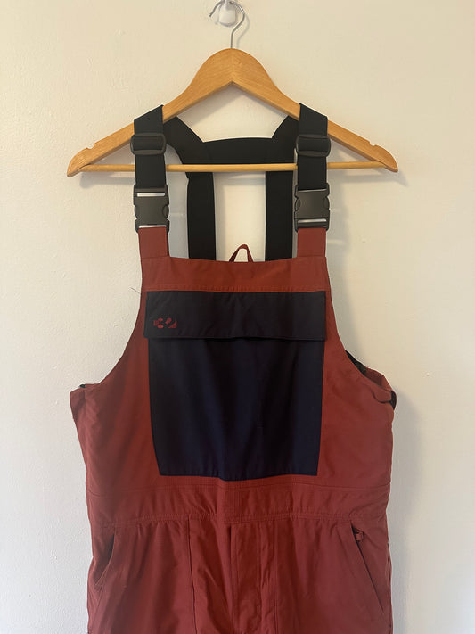 ThirtyTwo Rust Red and Black Bib Snowpants - Size Small