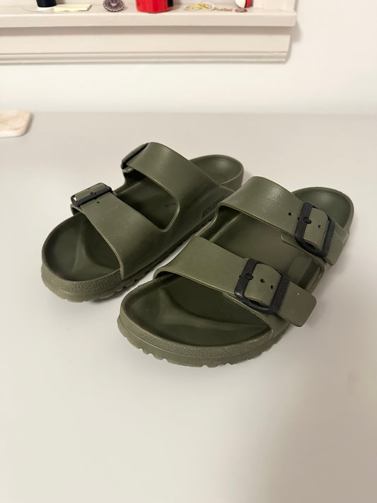 Birkenstock EVA Arizona Sandals in Khaki | Size 39