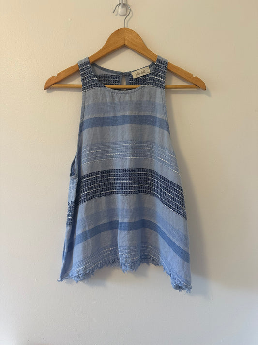 Bella Dahl Frayed Hem Tank Top in Shades of Blue - Size Medium