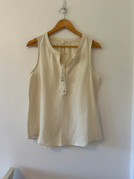 NWT Lovestitch Sleeveless Cream Gauze Popover Top - Size Small