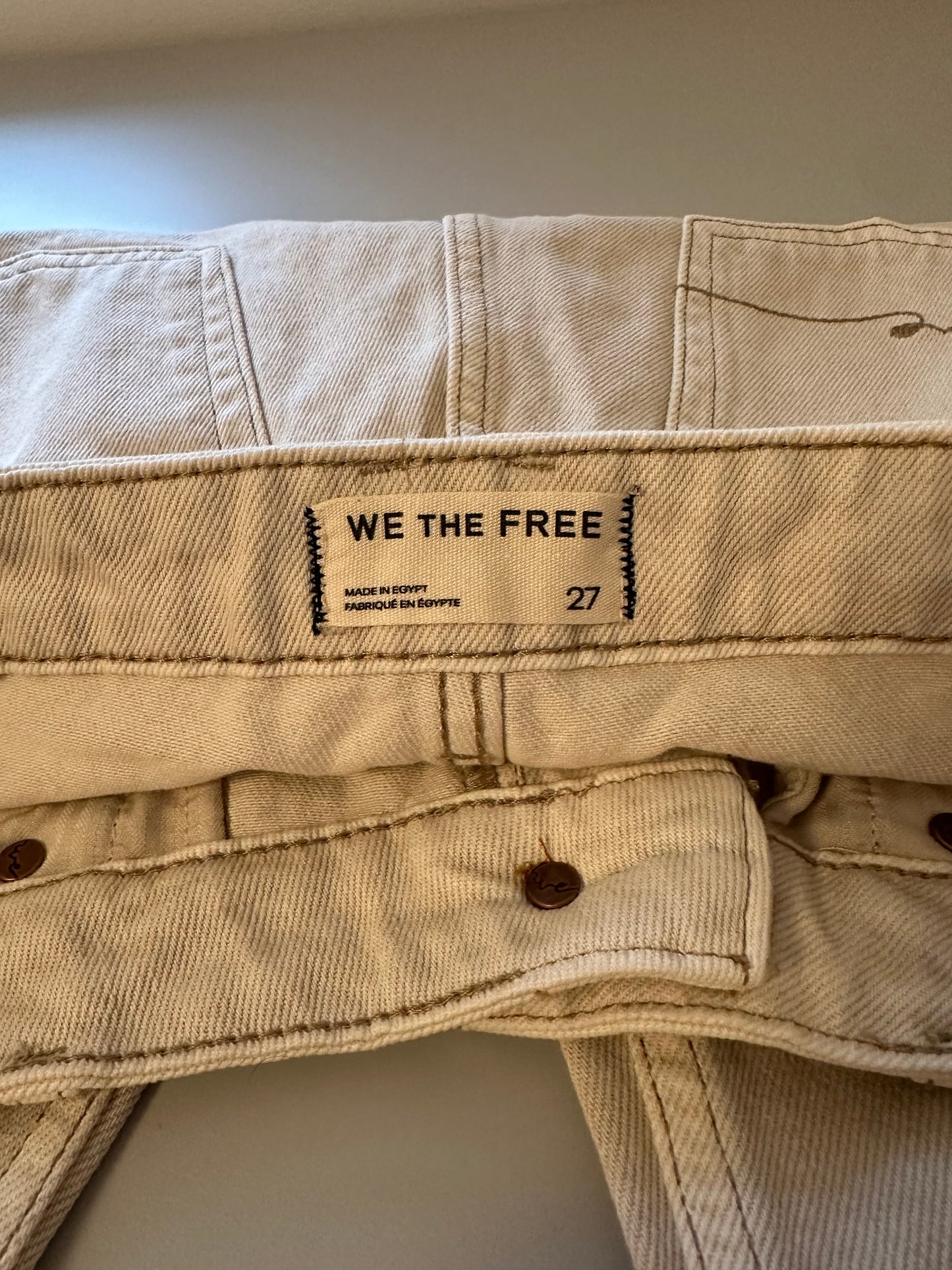 NWT We The Free Deep Trance Dropped Boyfriend Jeans in Casual Khaki | Size 27