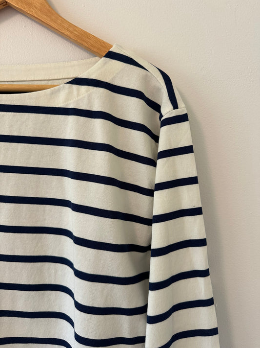 J. Crew Striped Navy and White Women's Top Size Medium