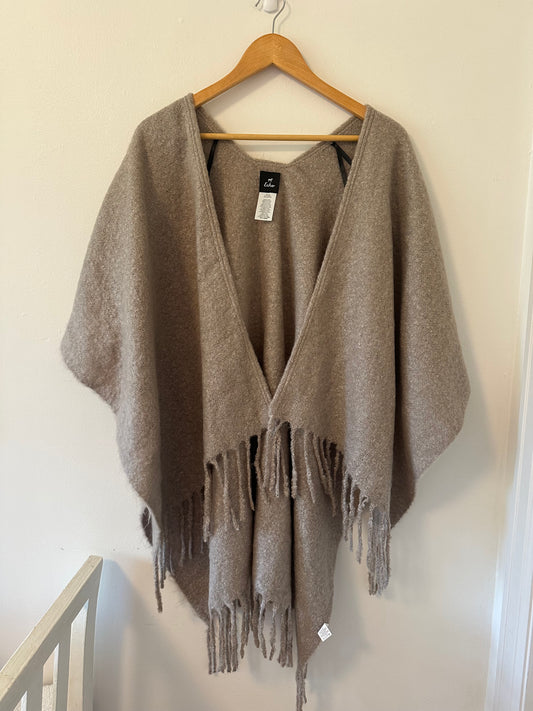 Echo Tan Cozy Fringe Poncho