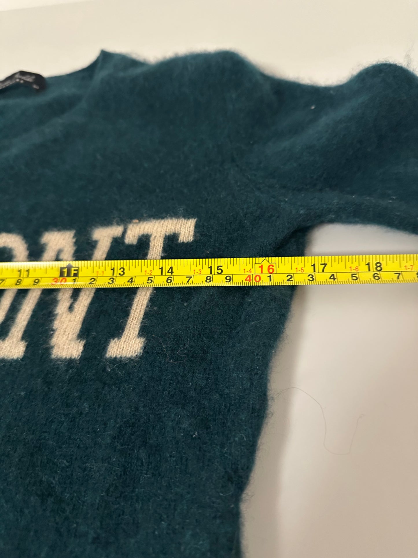 Claudia Nichole Women's Cashmere Sweater Green With Vermont Logo Size Small