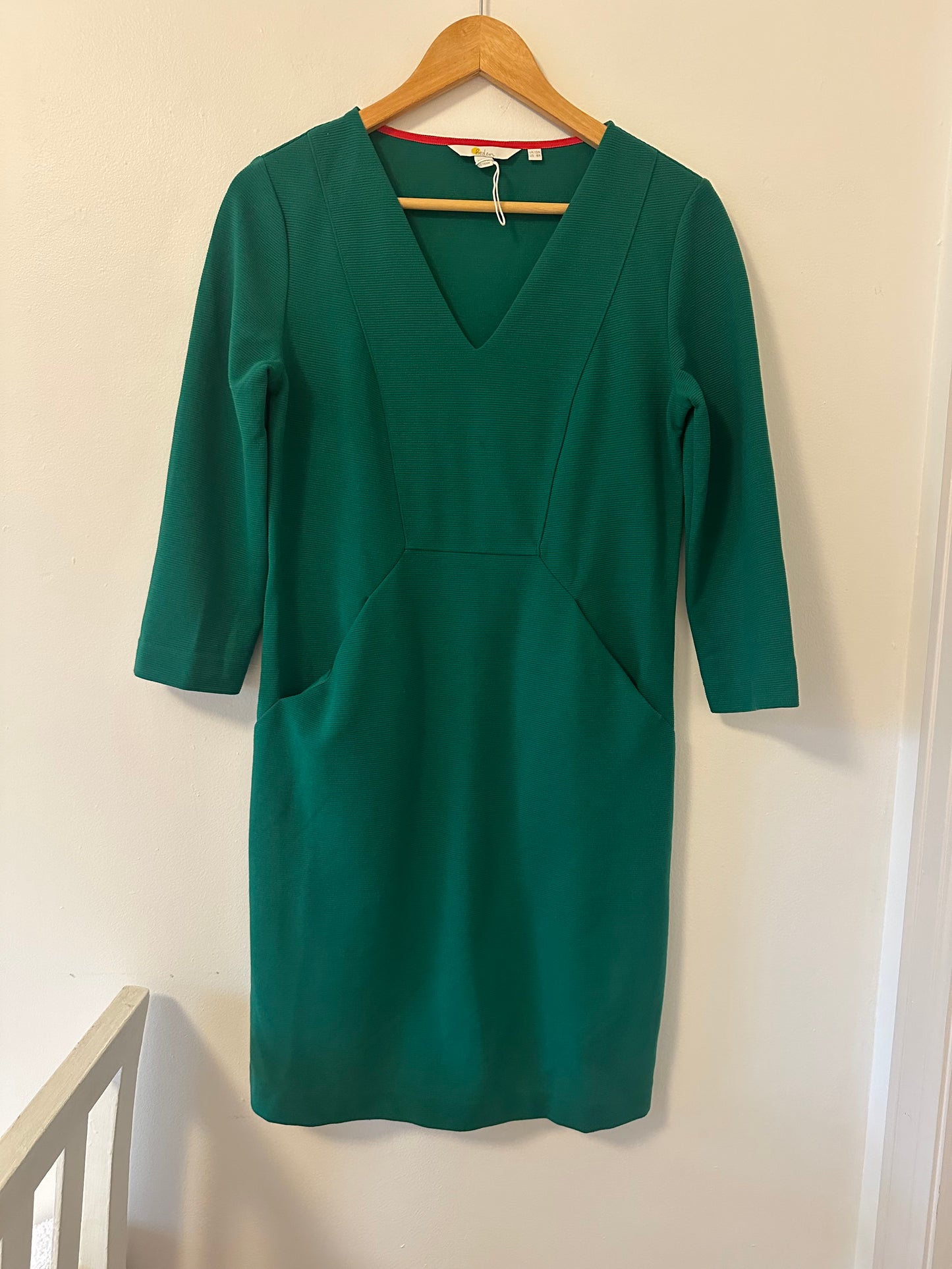 Boden Brontë Ottoman Forest Green Ribbed Dress - Size 8