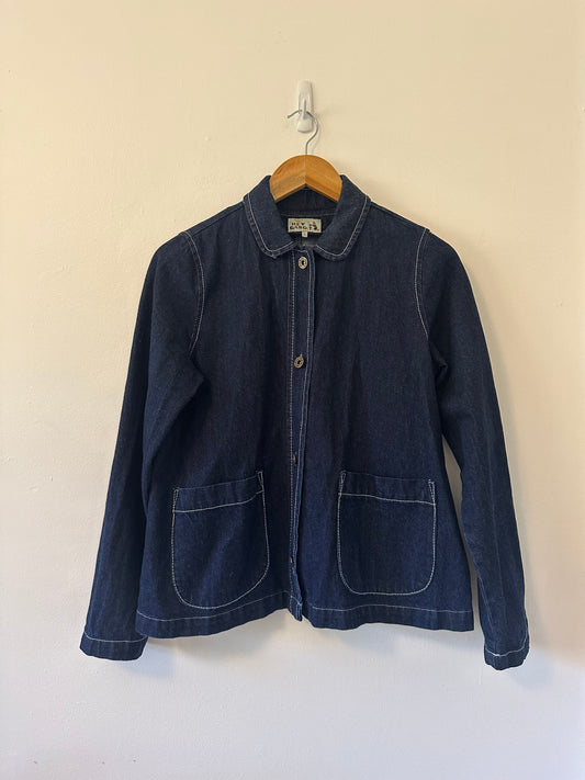 Hey Gang Denim Chore Jacket with Peter Pan Collar in Cotton | Size 1