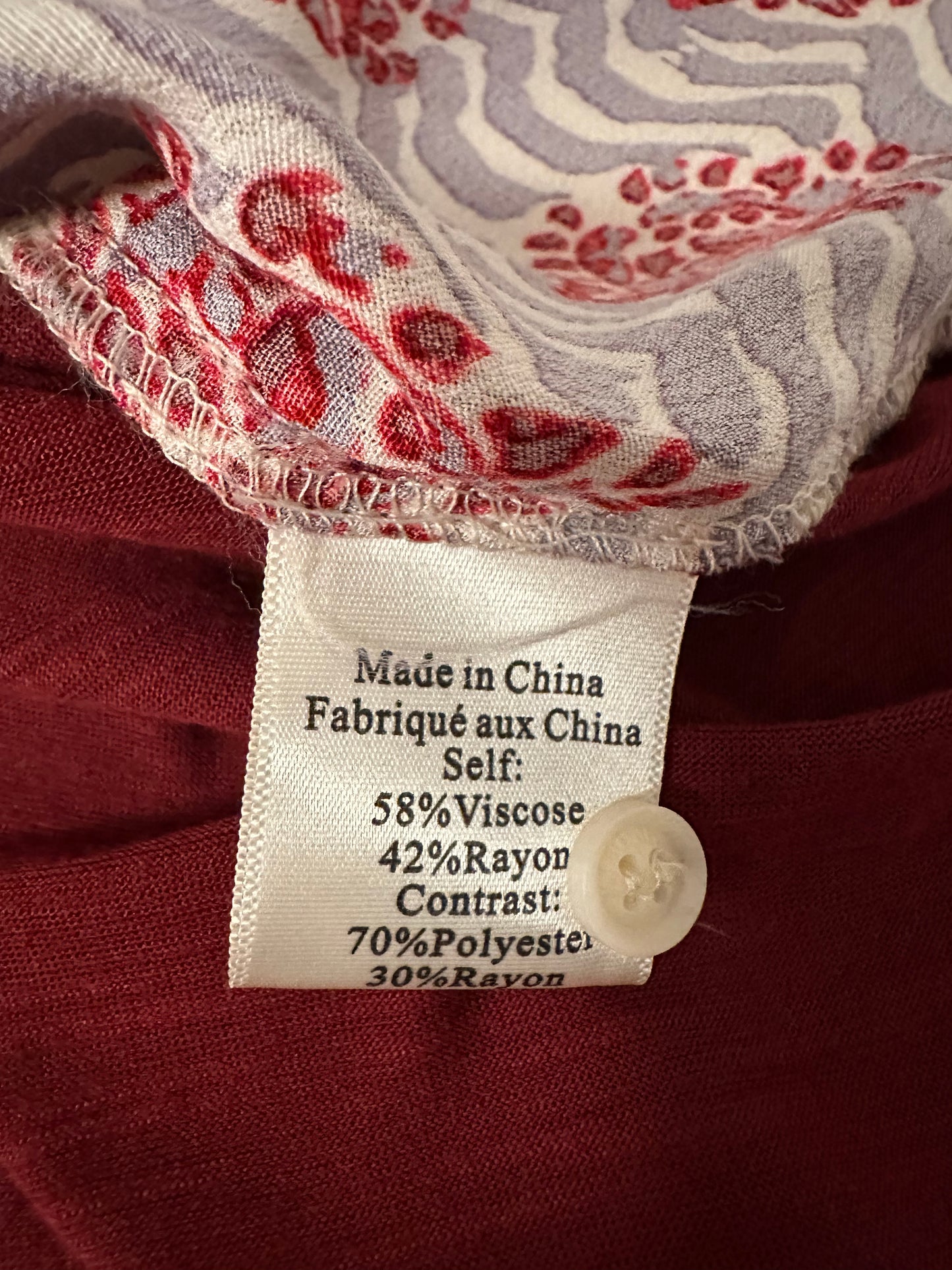 Porridge Anthropologie Patterned Mixed Media Button Down Shirt | Size Large