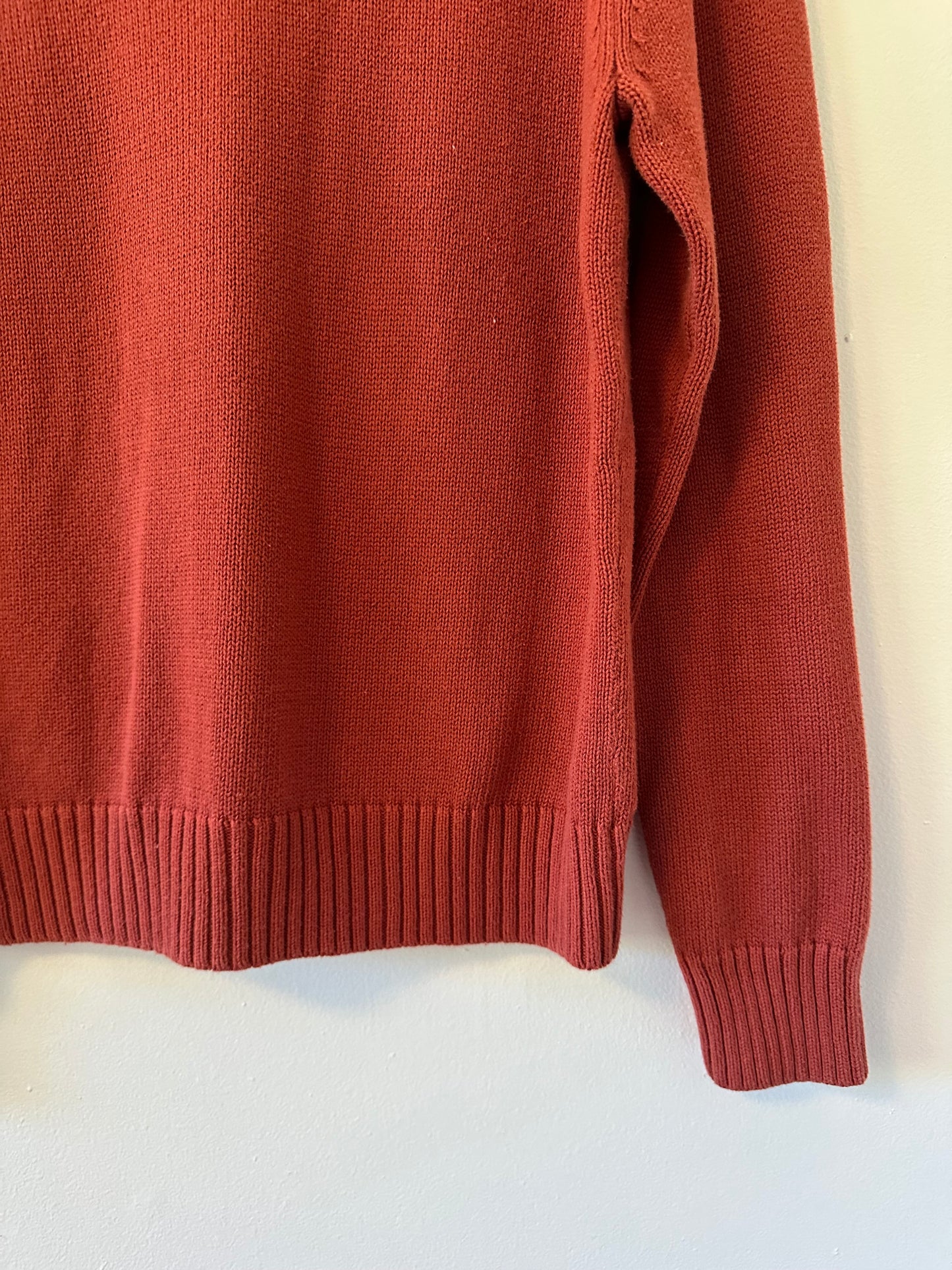 JEANNE PIERRE Women's Rust Cotton Turtleneck Sweater | Size Large