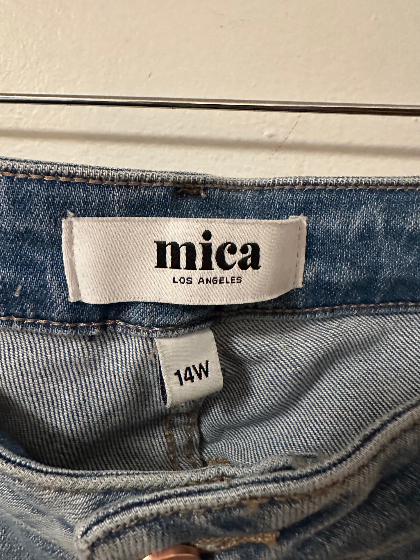 Mica High Rise Light Wash Uneven Hem Cropped Flare Jeans | Size 14