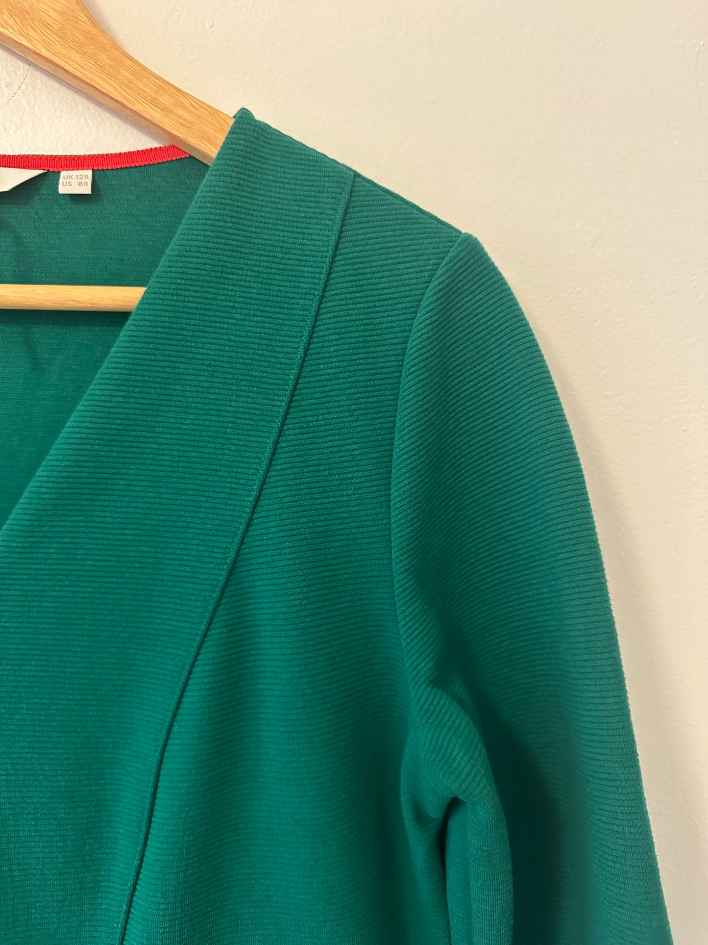 Boden Brontë Ottoman Forest Green Ribbed Dress - Size 8