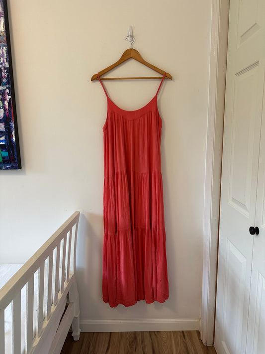 Z Supply Leila Coral Tiered Ruffle Maxi Dress - Size Small