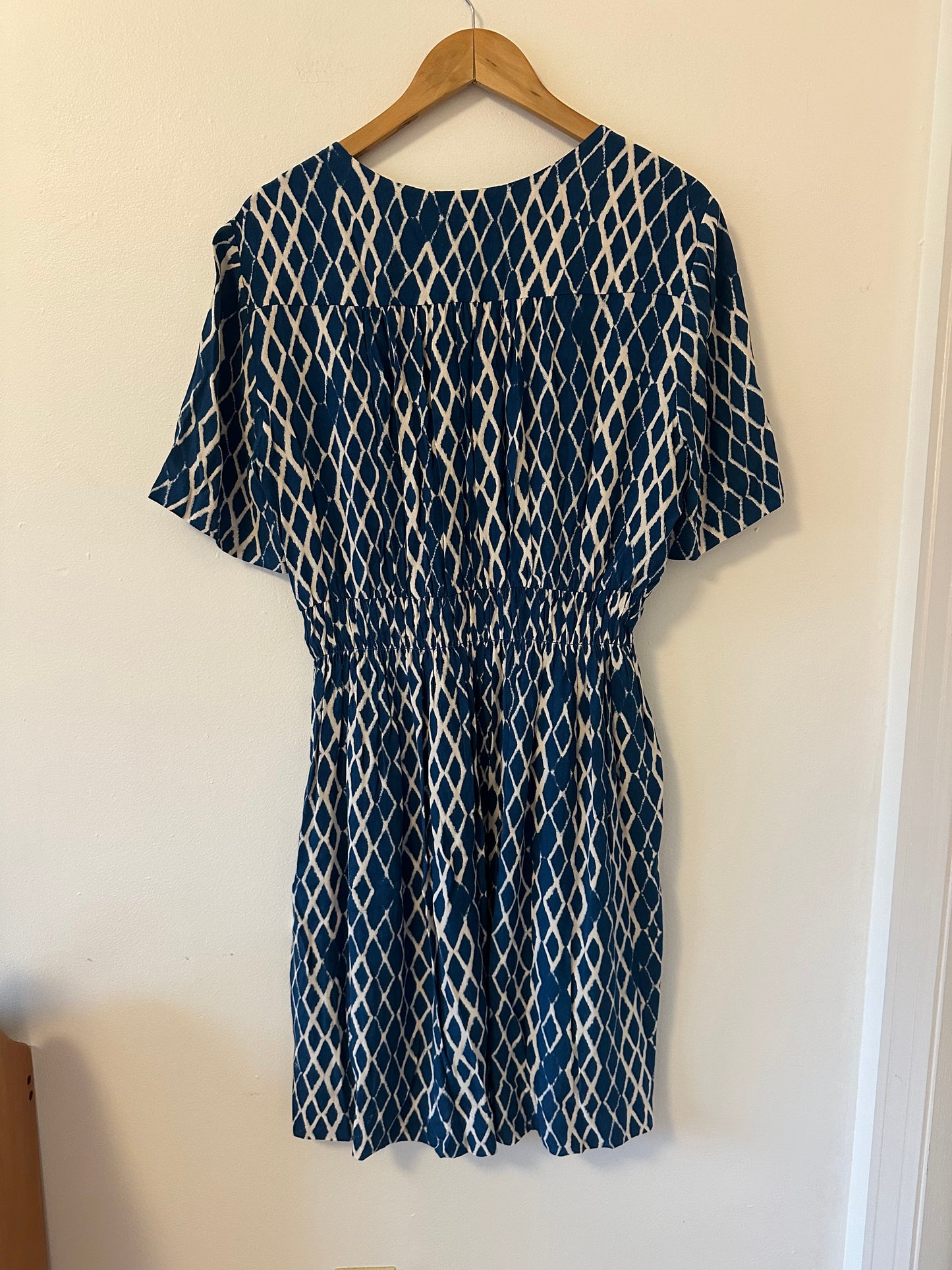 Anthropologie HD in Paris Archipelago V-Neck Mini Dress in Blue | Size 14