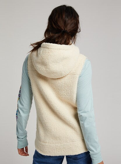 NWT Burton Minxy Hooded Vest in Crème Brûlée Sherpa - Size Small