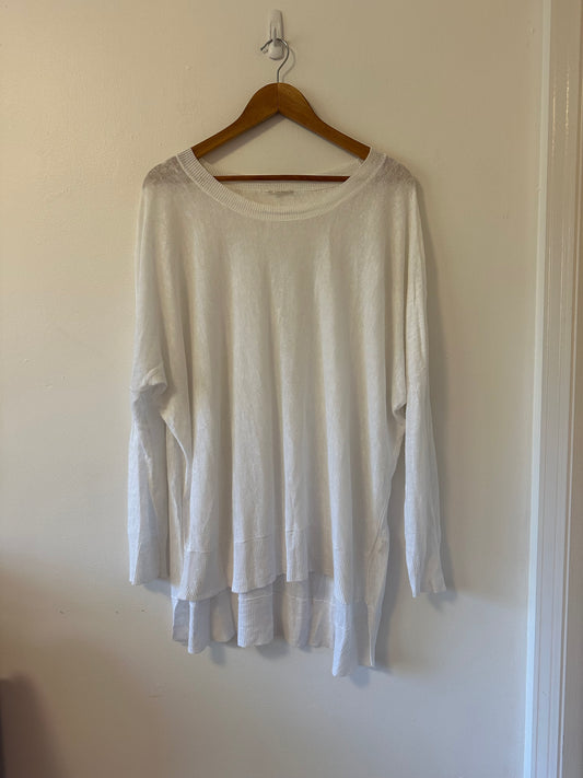 Eileen Fisher Organic Linen Cord Crew Neck Top | Size XL